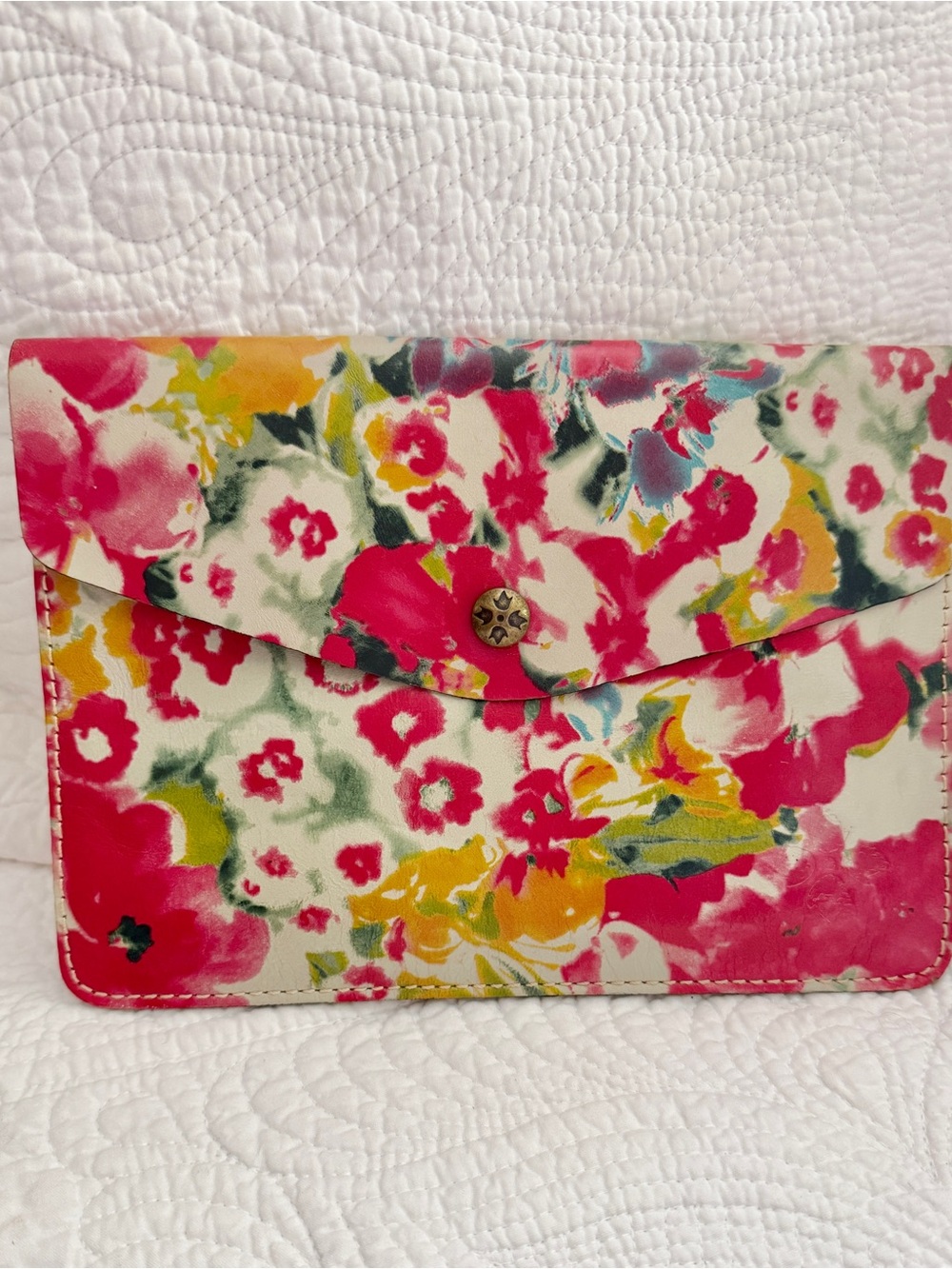 Patrica Nash - Floral Envelope Clutch in Pink, Yellow & Green